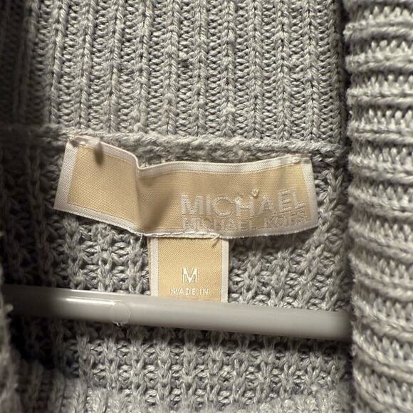 Michael Kors Solid Gray Ribbed Knit Turtleneck Long Sleeve Sweater Women Medium - Picture 3 of 5